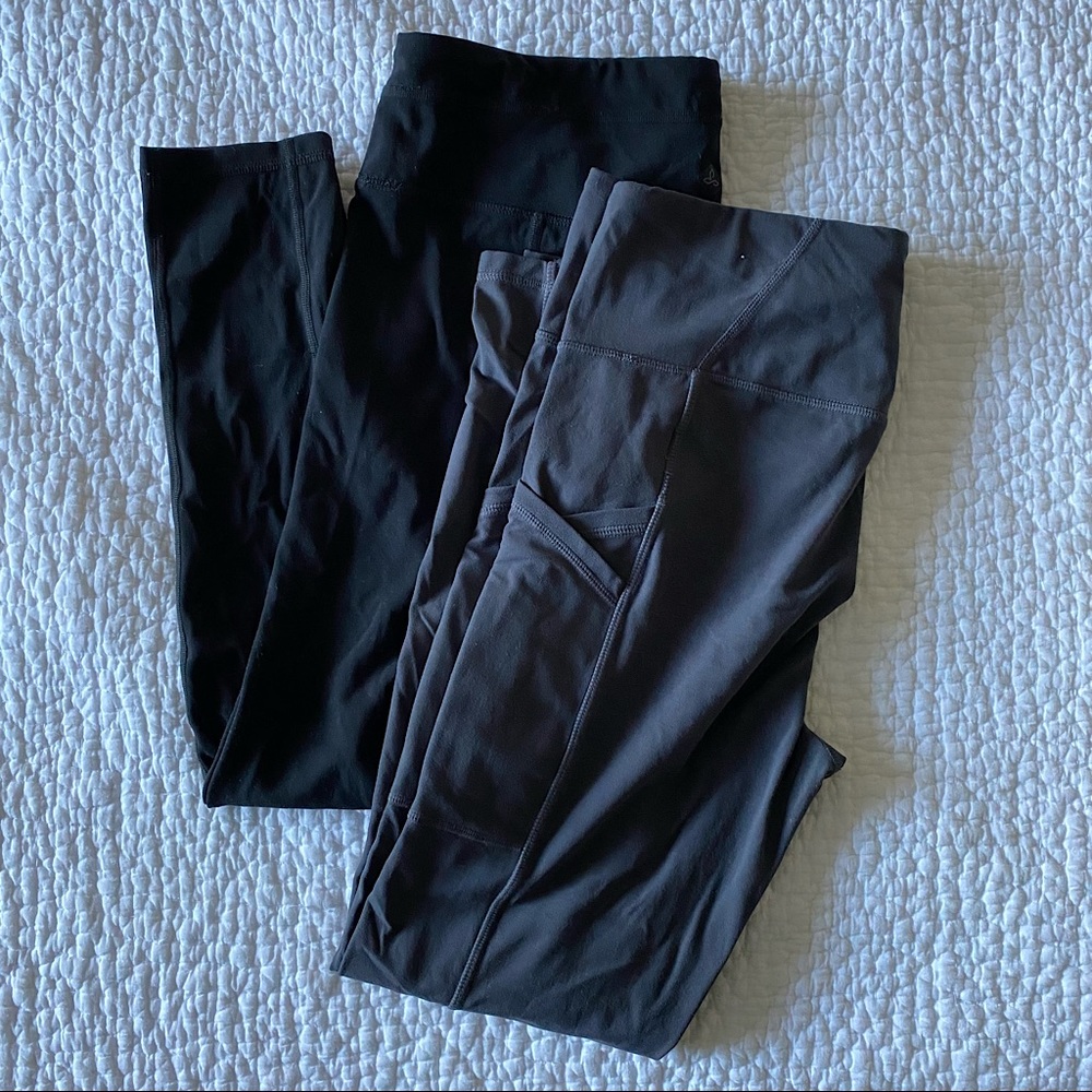 Pair of prAna yoga pants - size L, black and grey